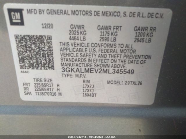 3GKALMEV2ML345549 GMC Terrain Sle