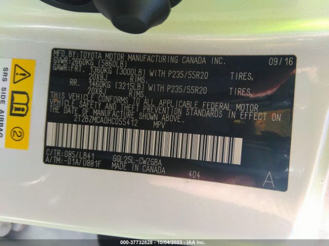 2T2BZMCA0HC055412 Lexus RX 350