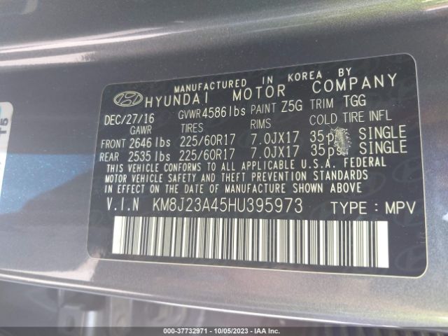 2017 HYUNDAI TUCSON KM8J23A45HU395973 Photo 8