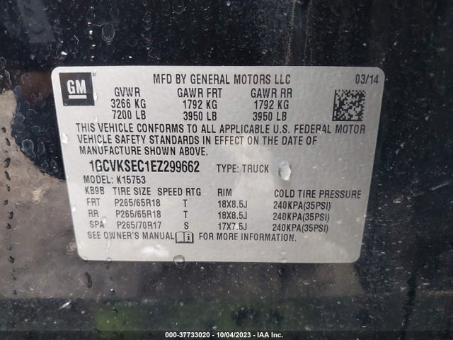 Chevrolet Silverado 1500 Ltz 2014 1GCVKSEC1EZ299662 Image 9