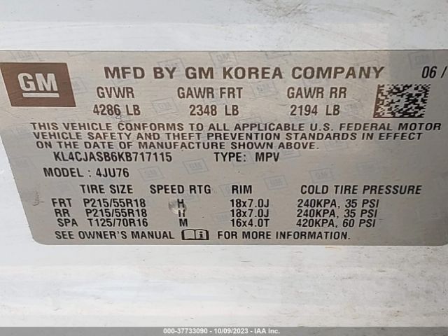 KL4CJASB6KB717115 Buick Encore Preferred