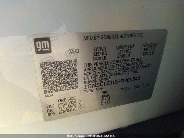 Chevrolet Tahoe Commercial 2023 1GNSCLED5PR300840 Image 9