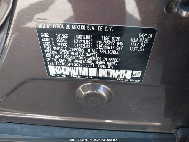 Honda Hr-v Ex-l 2019 3CZRU5H75KM713271 Image 9