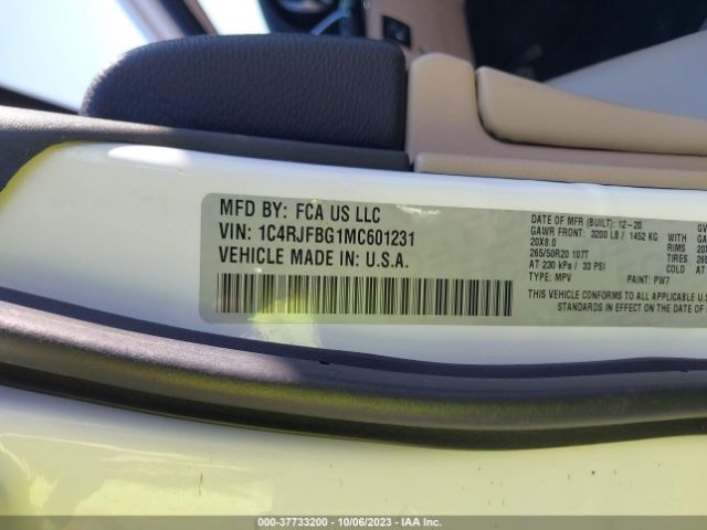 1C4RJFBG1MC601231 Jeep Grand Cherokee Limited