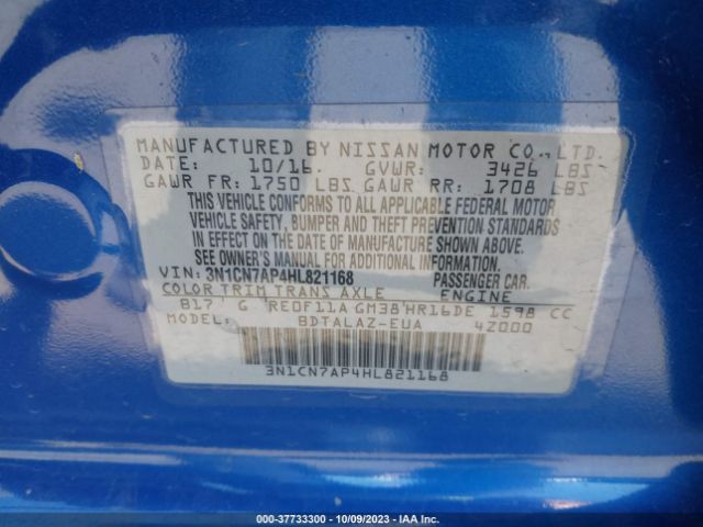 3N1CN7AP4HL821168 Nissan Versa Sedan S Plus