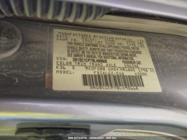 2011 NISSAN VERSA 1.8 SL VIN: 3N1BC1CP7BL490668