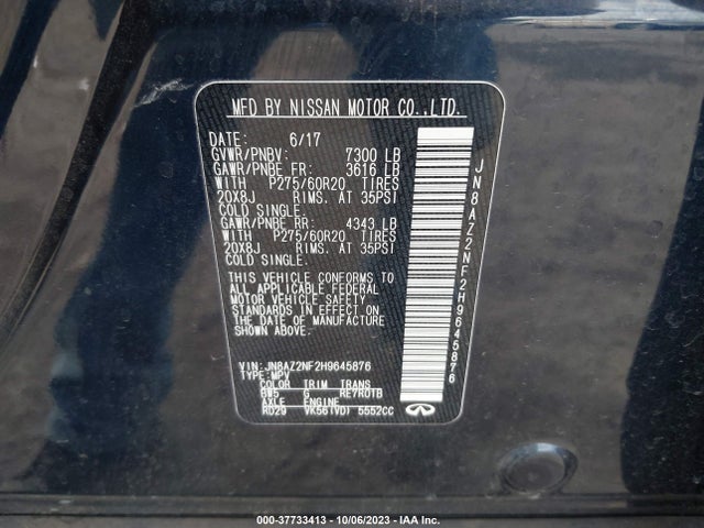 JN8AZ2NF2H9645876 Infiniti QX80
