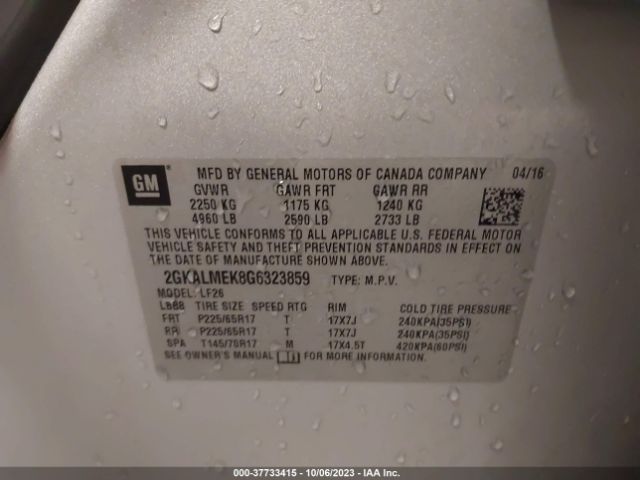 2GKALMEK8G6323859 GMC Terrain Sle