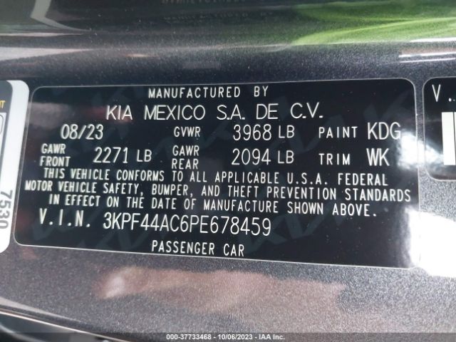 3KPF44AC6PE678459 KIA FORTE GT