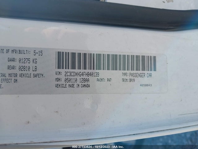Dodge Charger Sxt 2015 2C3CDXHG4FH840139 Image 9
