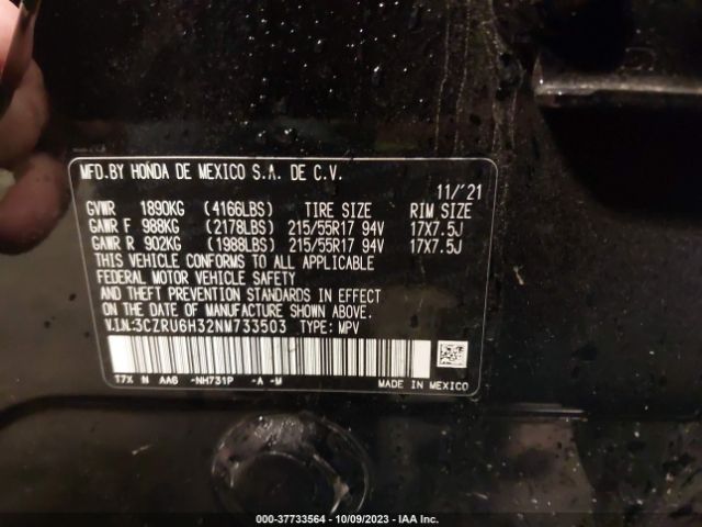 3CZRU6H32NM733503 Honda Hr-v Awd Lx