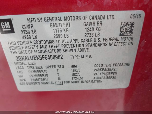 2GKALUEK5F6400962 GMC Terrain Denali