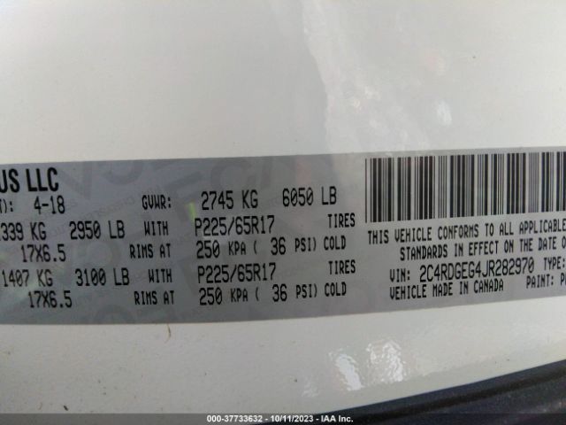 2C4RDGEG4JR282970 Dodge Grand Caravan Gt