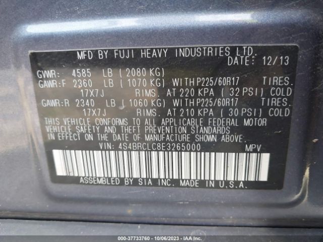 4S4BRCLC8E3265000 Subaru Outback 2.5i Limited