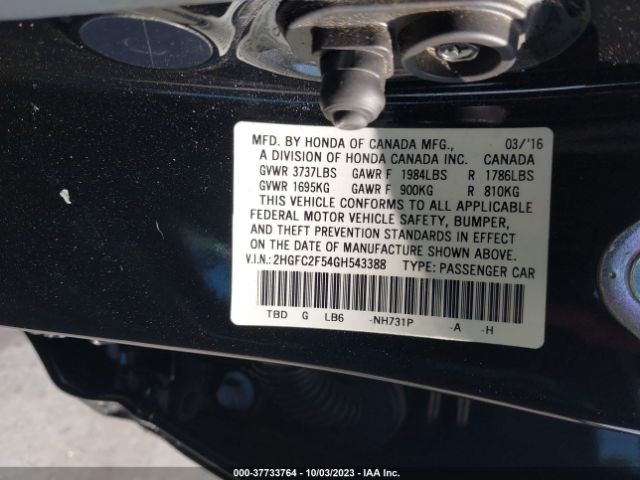 2HGFC2F54GH543388 Honda Civic Sedan Lx