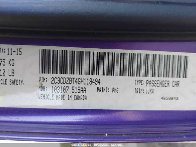 2016 DODGE CHALLENGER 2C3CDZBT4GH118494 Photo 8