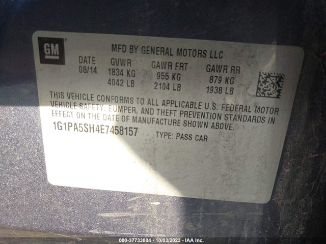 Chevrolet CRUZE LS 2014 1G1PA5SH4E7458157 Image 9