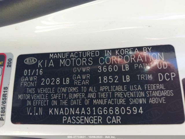 KNADN4A31G6680594 KIA RIO EX