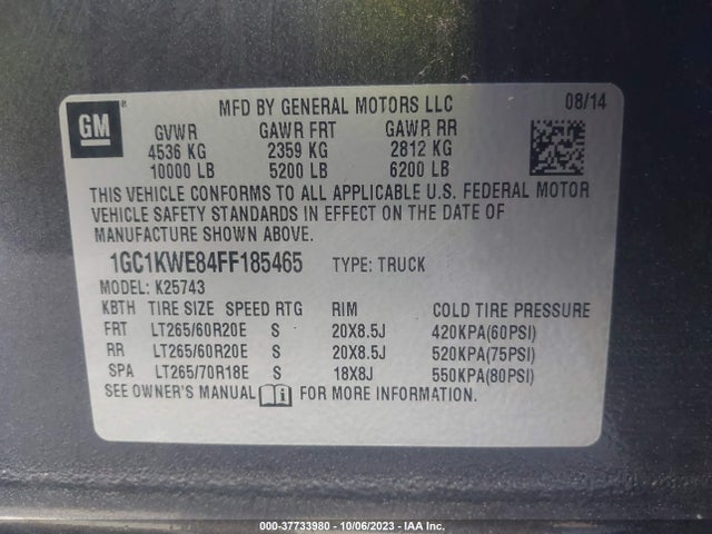 Chevrolet Silverado 2500hd Ltz 2015 1GC1KWE84FF185465 Image 9