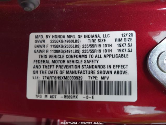 7FART6H9XME003939 Honda Cr-v Hybrid Touring