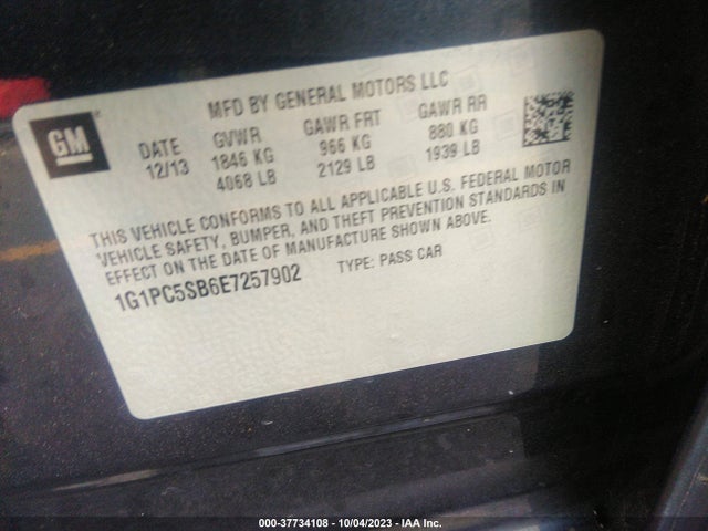 Chevrolet Cruze 1lt 2014 1G1PC5SB6E7257902 Image 9