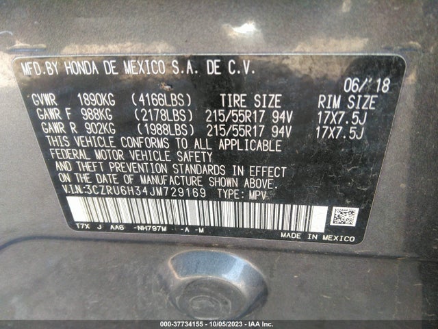 2018 HONDA HR-V 3CZRU6H34JM729169 Photo 8