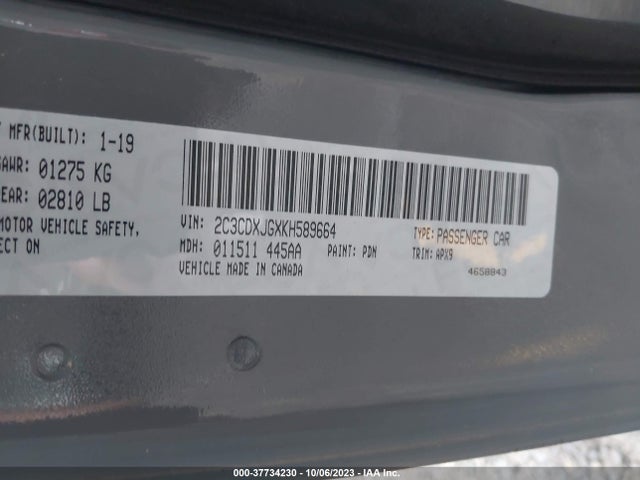 Dodge Charger Sxt 2019 2C3CDXJGXKH589664 Image 9
