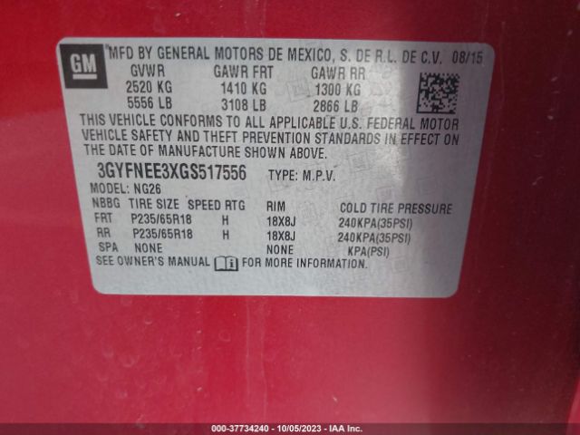 3GYFNEE3XGS517556 Cadillac Srx Luxury Collection