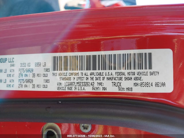 2014 RAM 1500 LONE STAR VIN: 1C6RR7LM5ES326142