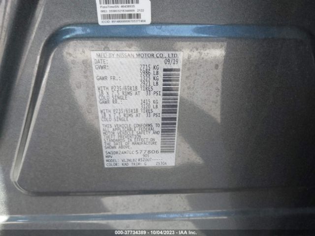 5N1DR2AM7LC577806 Nissan Pathfinder S