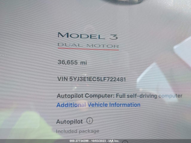 Tesla Model 3 Performance 2020 5YJ3E1EC5LF722481 Image 7