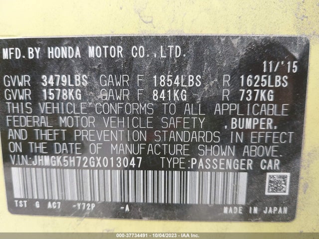 Honda FIT EX 2016 JHMGK5H72GX013047 Image 15