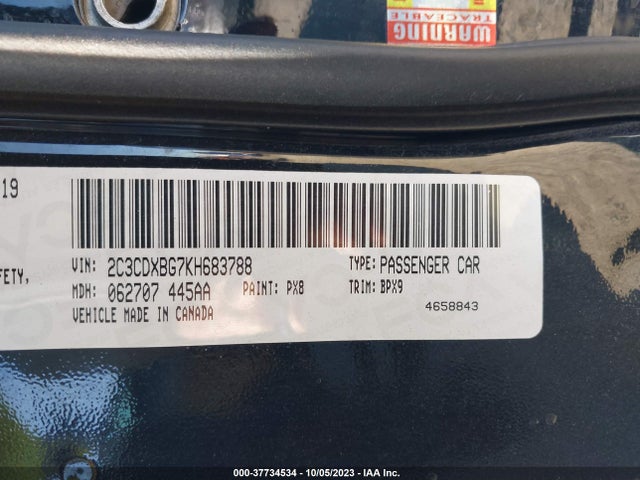 Dodge Charger Sxt Rwd 2019 2C3CDXBG7KH683788 Image 9