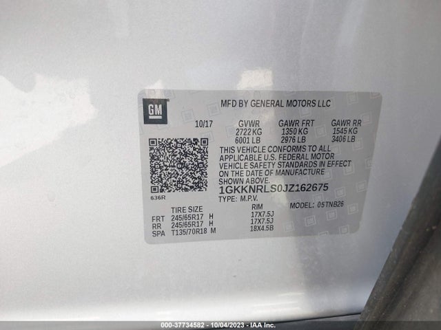 2018 GMC ACADIA SLE-1 VIN: 1GKKNRLS0JZ162675