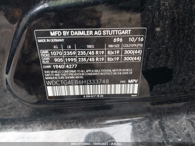 WDCTG4EB6HJ333748 Mercedes-Benz Gla Gla 250