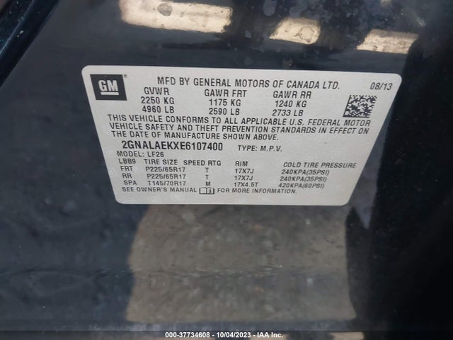 2014 CHEVROLET EQUINOX LS VIN: 2GNALAEKXE6107400