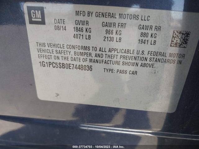 Chevrolet Cruze 1lt 2014 1G1PC5SB0E7448036 Image 9
