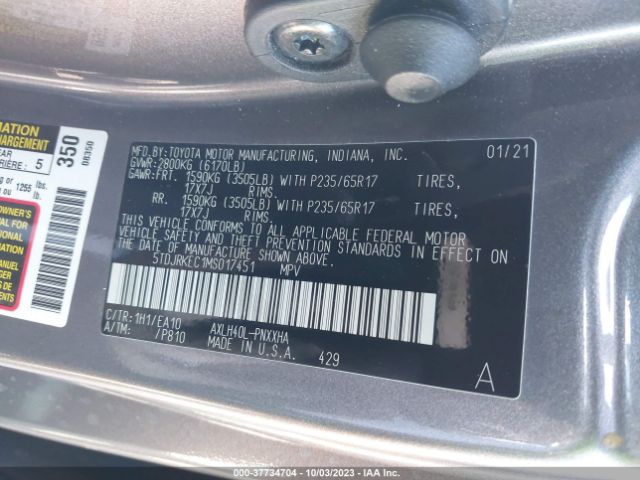 2021 TOYOTA SIENNA 5TDJRKEC1MS017451 Photo 8