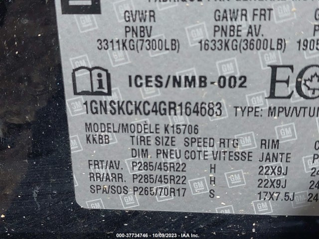 Chevrolet Tahoe Ltz 2016 1GNSKCKC4GR164683 Image 9