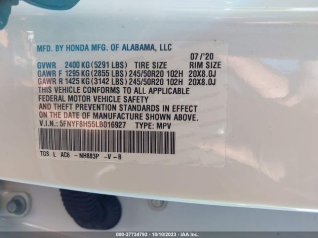 5FNYF8H55LB016927 Honda Passport Ex-l