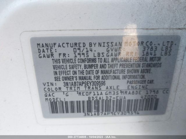 3N1AB7AP9EY309596 Nissan SENTRA SV