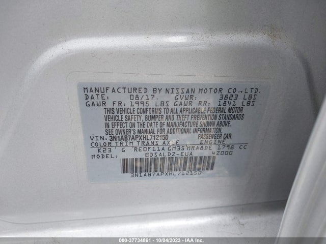 Nissan SENTRA SV 2017 3N1AB7APXHL712150 Image 9