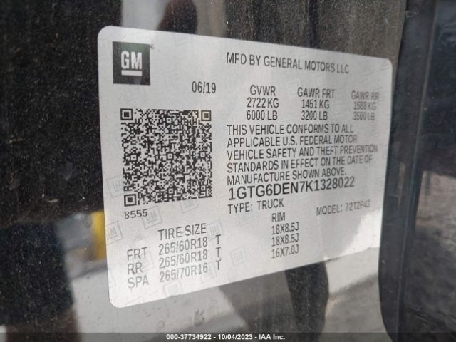 1GTG6DEN7K1328022 GMC Canyon 4wd Slt
