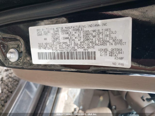 2003 TOYOTA SEQUOIA SR5 VIN: 5TDBT44A13S182805