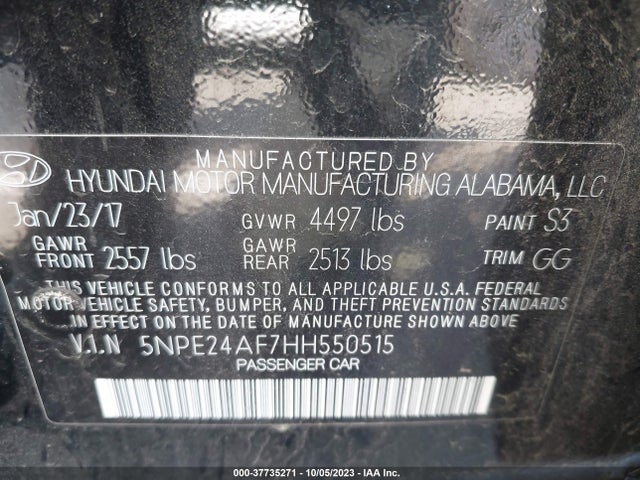 Hyundai SONATA SE 2017 5NPE24AF7HH550515 Image 10