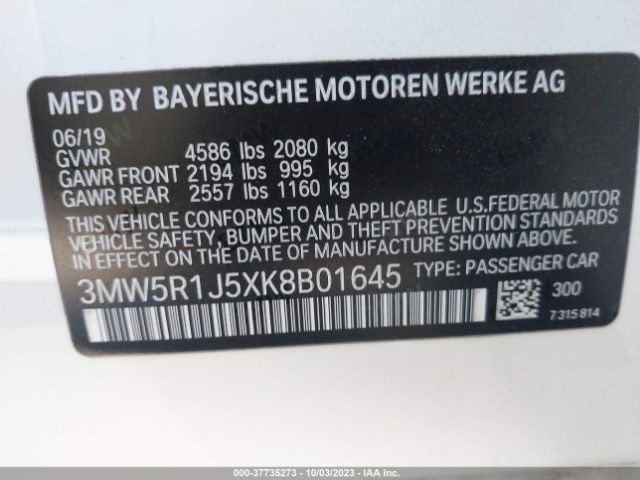 3MW5R1J5XK8B01645 BMW 330I