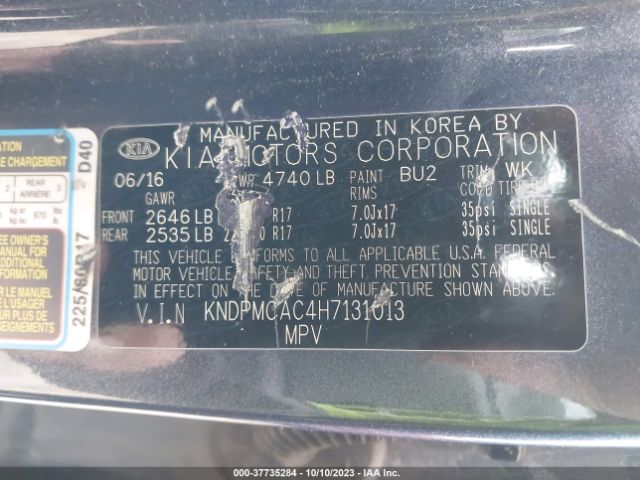 KNDPMCAC4H7131013 KIA Sportage Lx