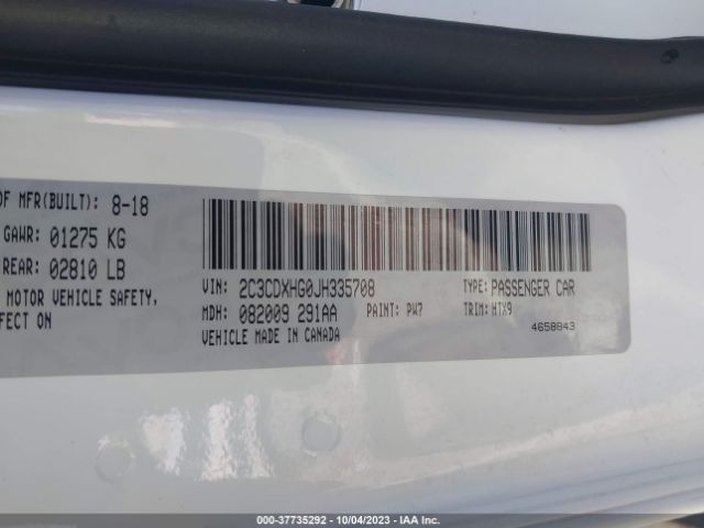 2C3CDXHG0JH335708 Dodge Charger Sxt Plus