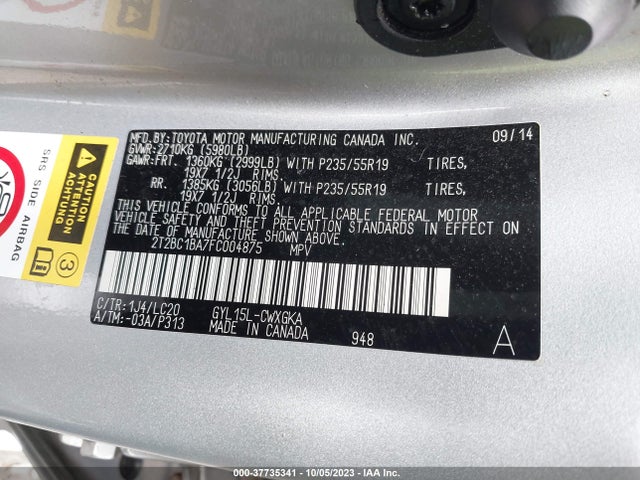 2T2BC1BA7FC004875 Lexus RX 450H