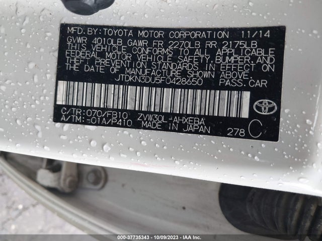Toyota Prius Four 2015 JTDKN3DU5F0428650 Image 9